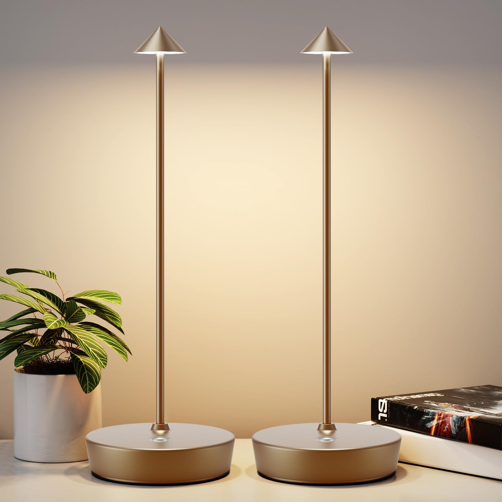 YIBEN 2Pack Rechargeable Cordless Table Lamp, Portable Powered LED